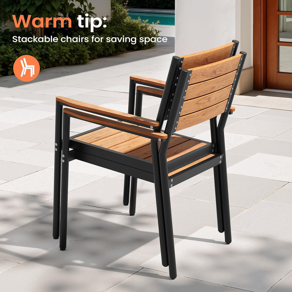 Pellebant Stackable Outdoor Patio Dining Chairs Set of 4