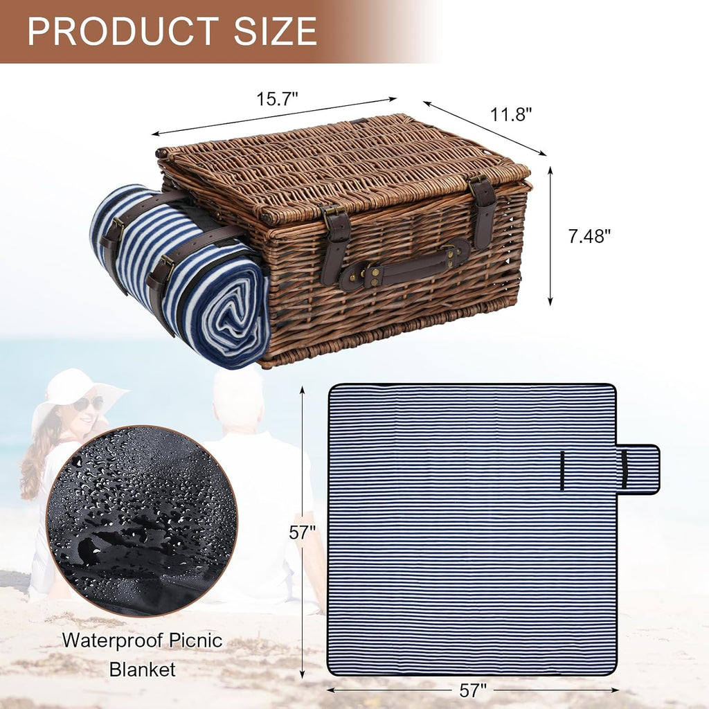 INNO STAGE Picnic Basket for 2 Person with Cooler and Blanket