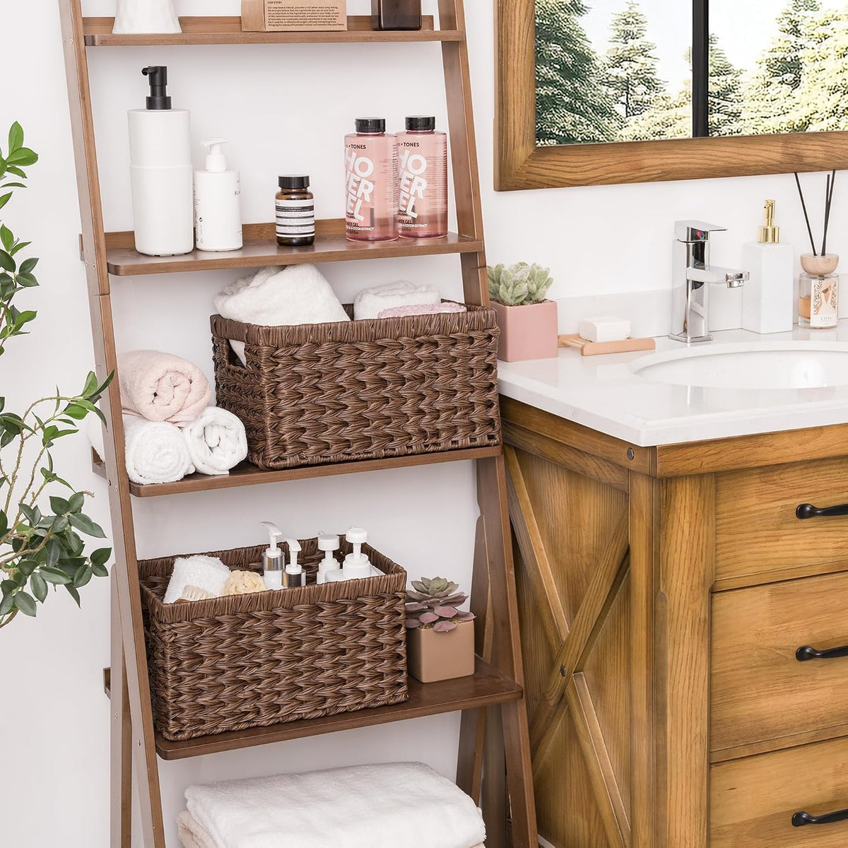 GRANNY SAYS Wicker Storage Baskets for Shelves, Brown Wicker Baskets,2-Pack