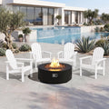 SERWALL HDPE Stackable Adirondack Chairs Set of 4,Space-Saving, White