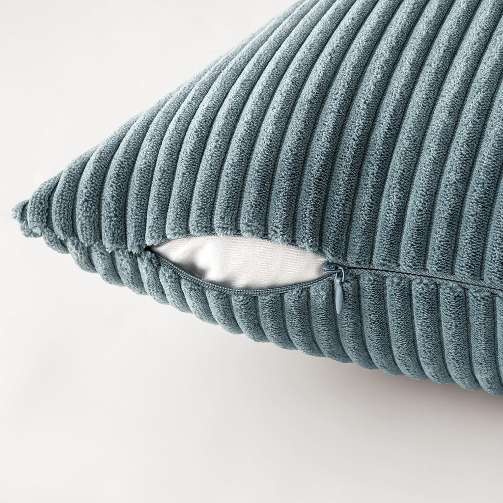 MIULEE Soft Corduroy Decorative Throw Pillow Covers Blue Navy Series 24x24