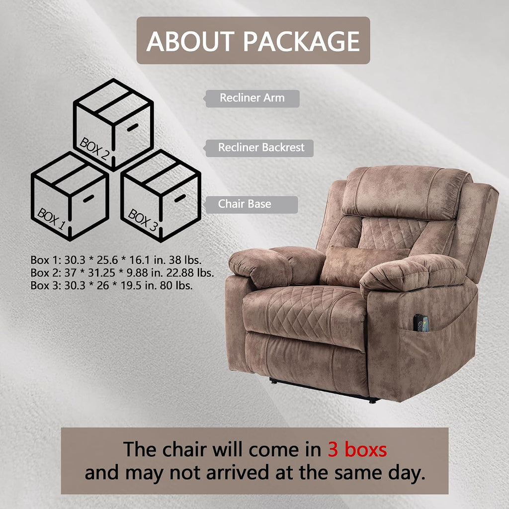 FUNECORP Big Man Power Lay Flat Lift Recliner Chair,Tan