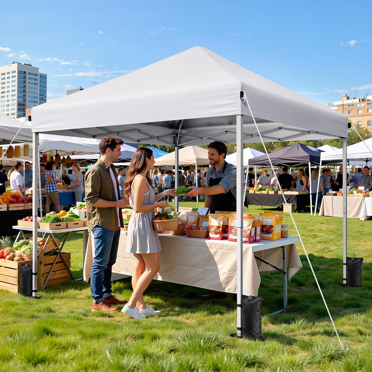 10x10 Pop Up Canopy Tent with One-Push Center Lock,White