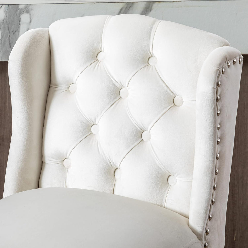 DUOMAY Modern Tufted 30" Bar Stools Set of 4, Velvet White