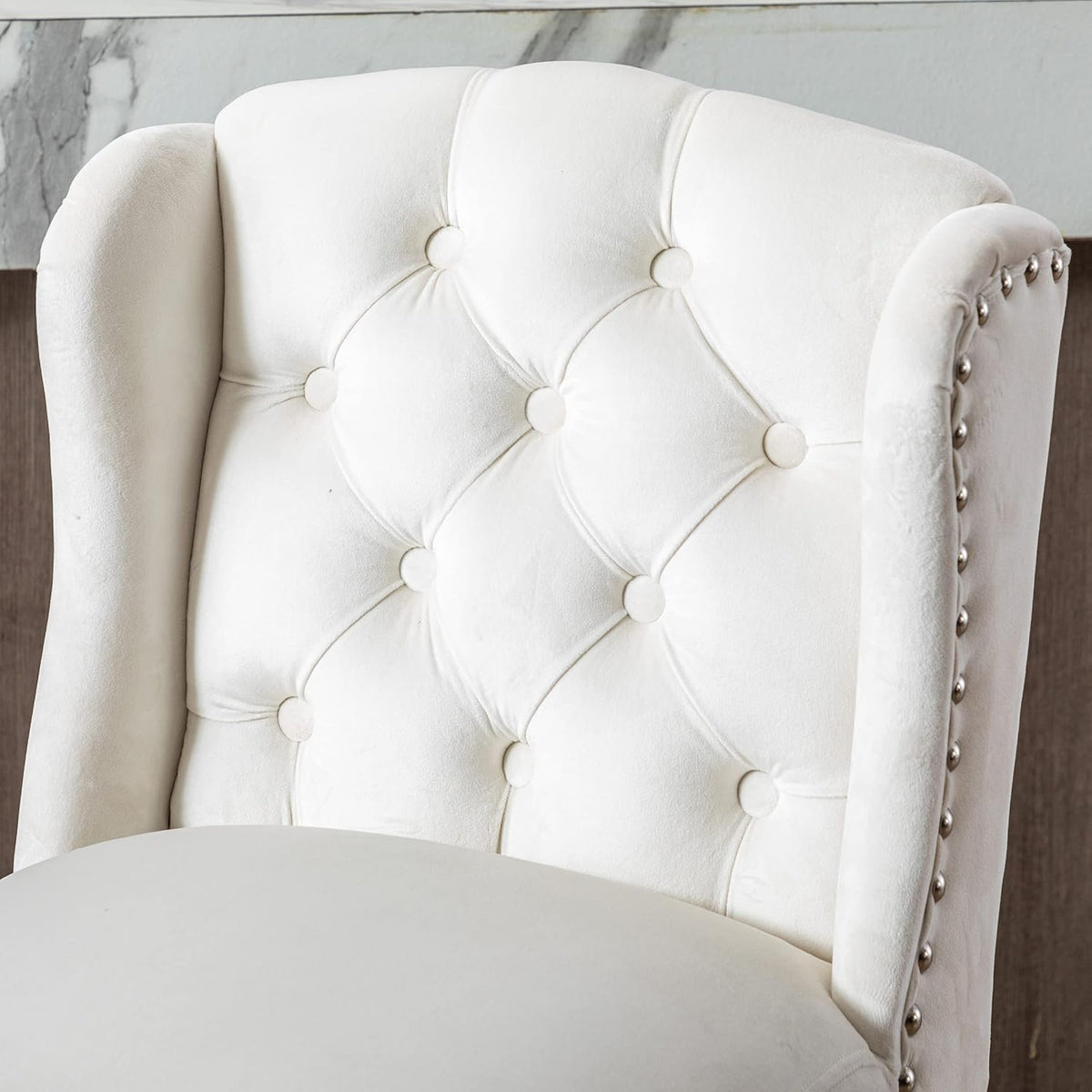 DUOMAY Modern Tufted 30" Bar Stools Set of 4, Velvet White
