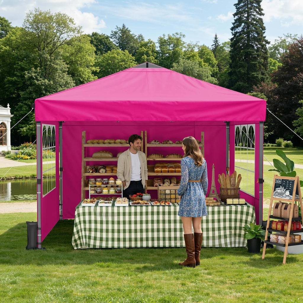Raynesys 10x10ft Pop Up Canopy Tent with Sidewalls for Events, Parties