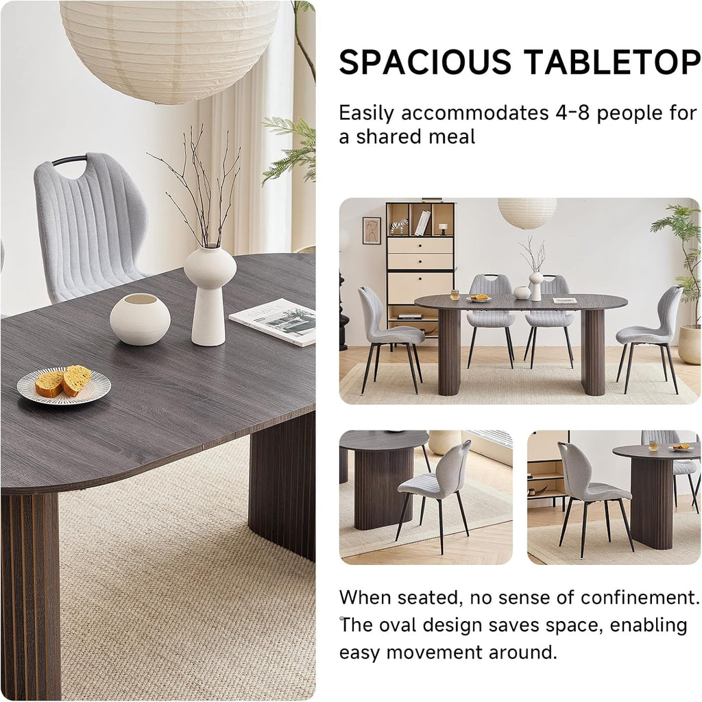 70.8" Modern Oval Dining Table for 6 8 People, Black