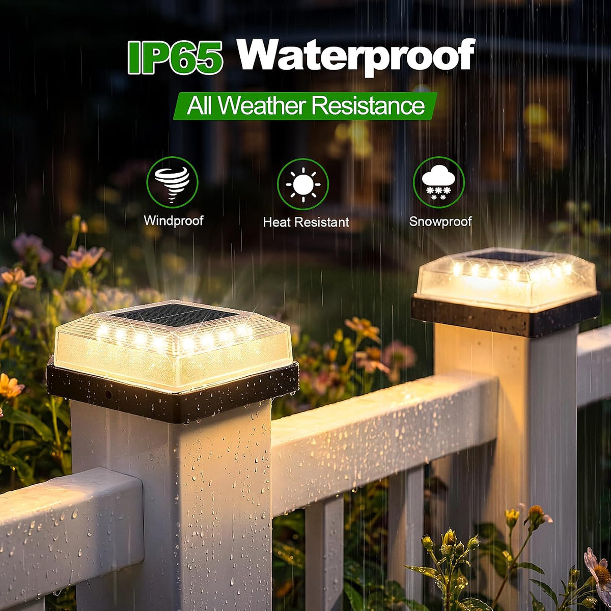 Brightever 3.5x3.5 4x4 Solar Post Cap Light Outdoor 12-Pack Black