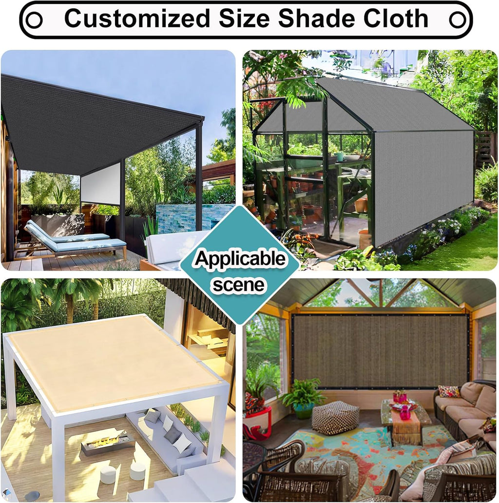 Shade&Beyond Customized Size 90% Sun Shade Cloth with Grommets, 08' X 12' Pergola Shade Cover Canopy, Mesh Tarp Sun Screens for Patio, Outdoor, Garden, Backyard, Light Gray, GN02