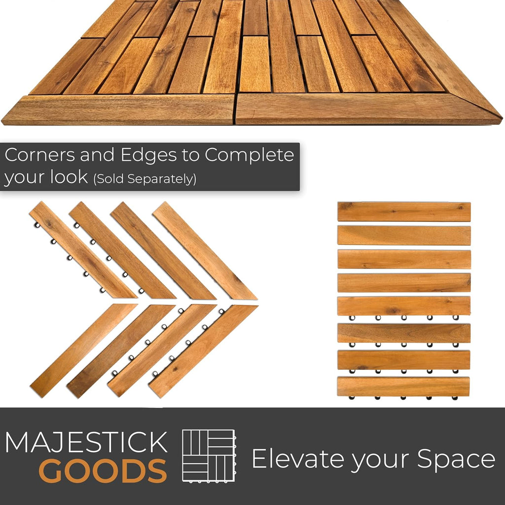 Majestick Goods 6-Pack Longboard Acacia Wood Interlocking Deck Tiles