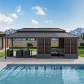 PURPLE LEAF Extended Solarium 12' x 24' 4 Season Screened Gazebo, Grey