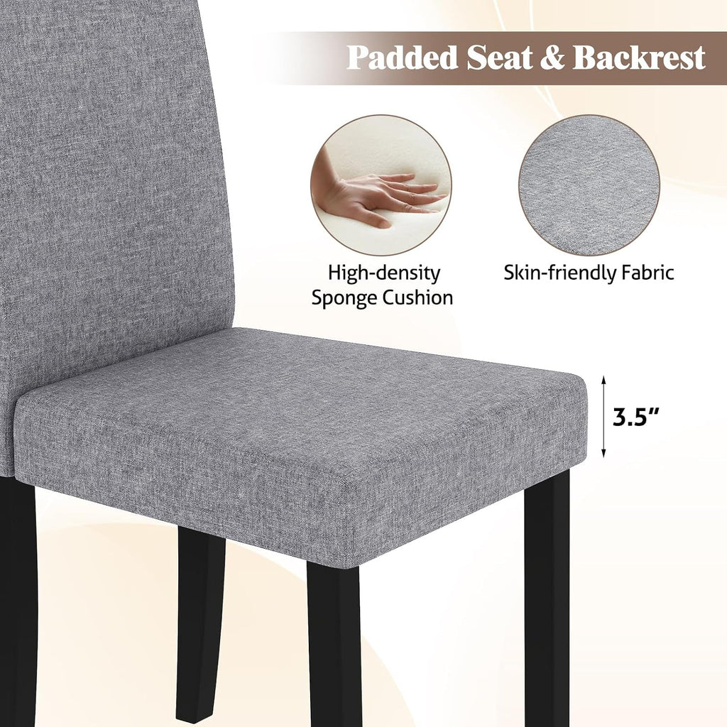 GOFLAME Upholstered Dining Chairs Set of 2, Fabric Kitchen Chairs with Padded Seat, Tilt Backrest, Rubber Wood Legs, Armless Side Chairs for Dining Room, Living Room, Restaurant, Light Gray