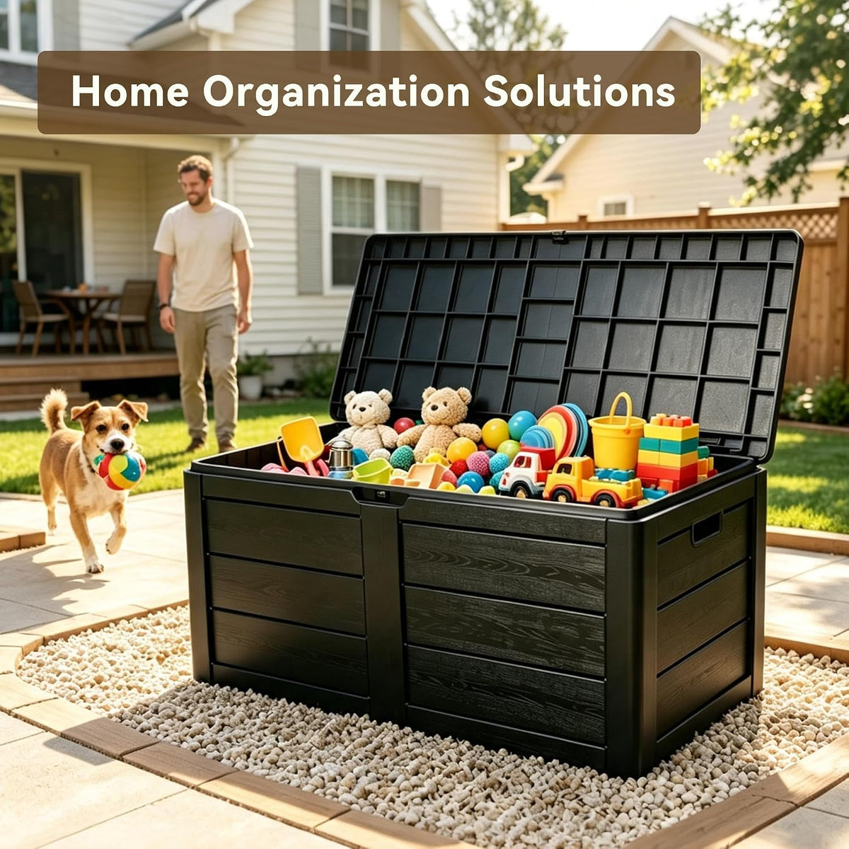 70 Gallon Deck Box, Outdoor Storage Box Waterproof, Patio Storage