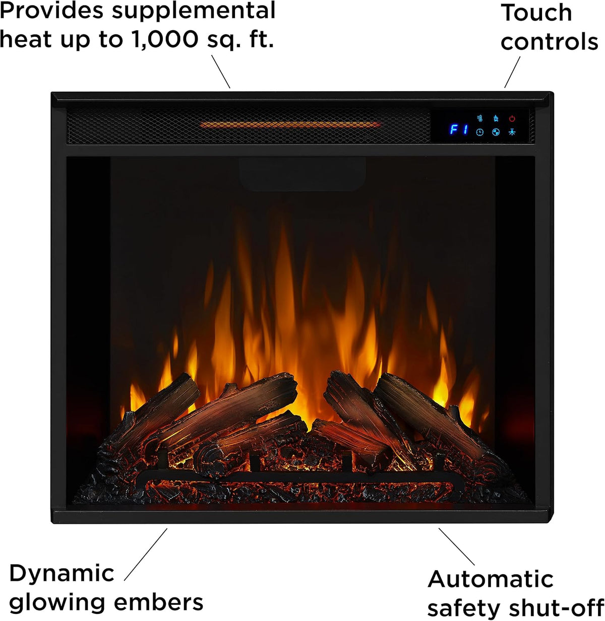 Real Flame Silverton 48” Electric Fireplace with Mantel for Living Room or Bedroom, Replaceable Fireplace Insert Heater, Realistic Log and Flame Effect, Remote Control, Timer, White