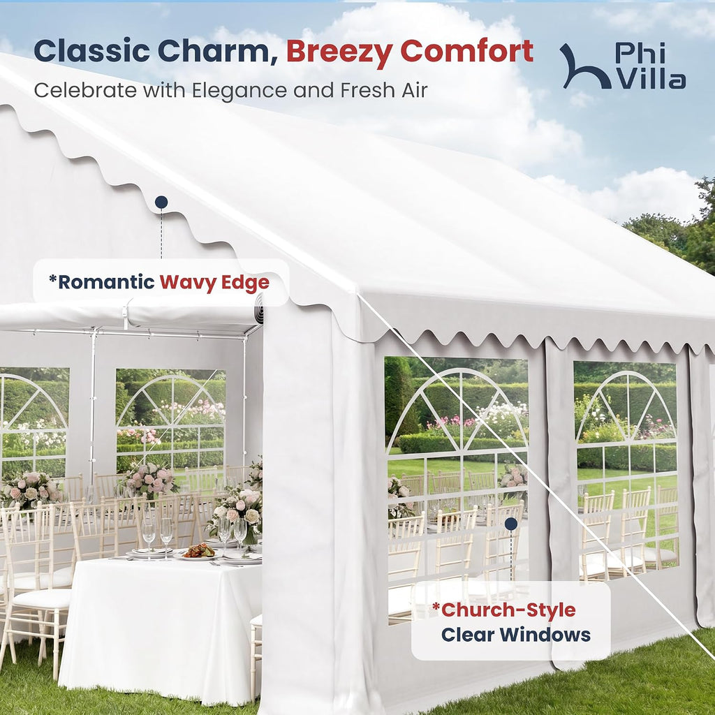 PHI VILLA Party Tent 16x20ft, Heavy Duty Wedding Events Tents for Parties