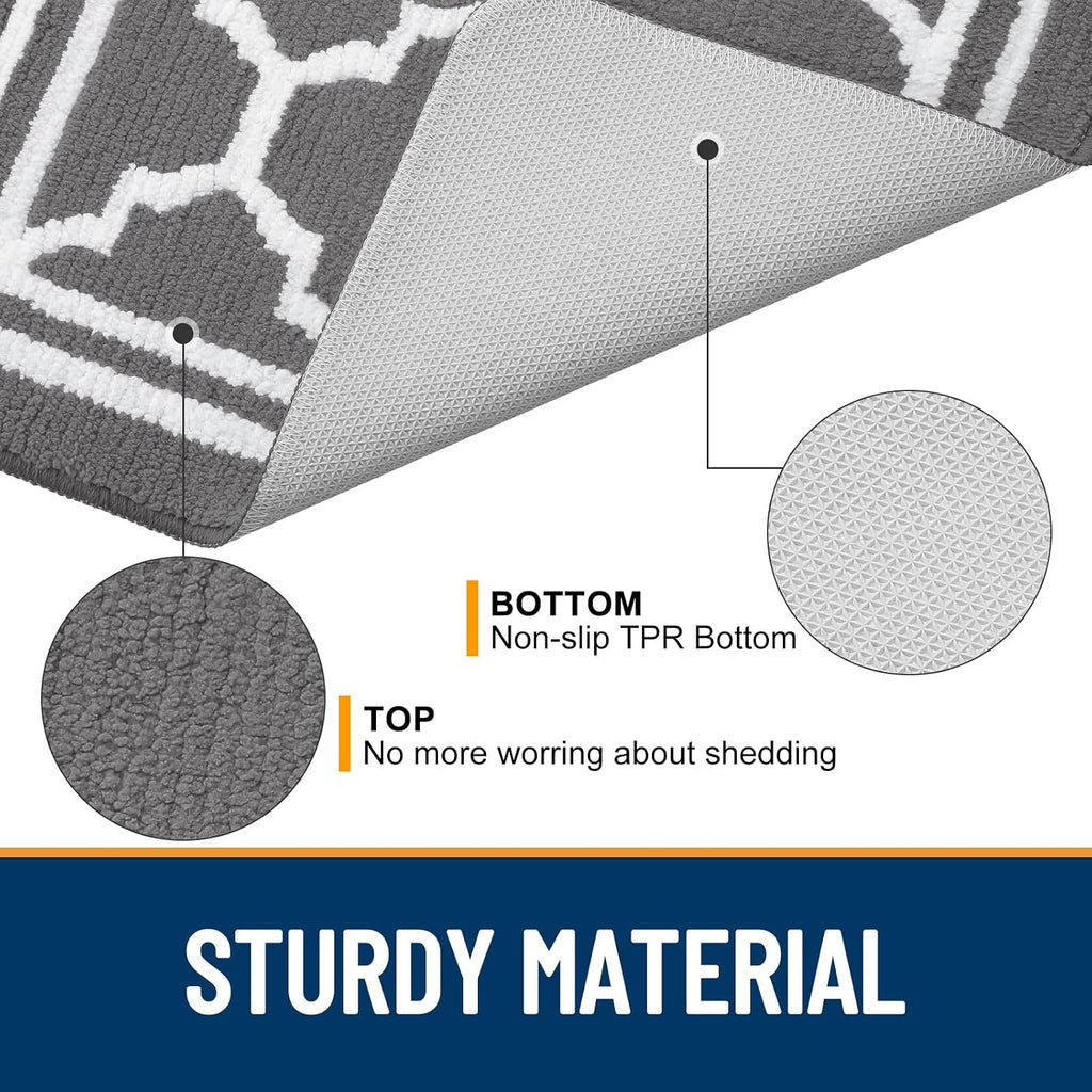 Buganda Indoor Door Mat, Dirt-Resistant and Absorbent Doormat, Anti-Slip, Low Profile Floor Mats for Inside Entryway, Front, and Back Door Entrance (40x32 Inches, Grey)
