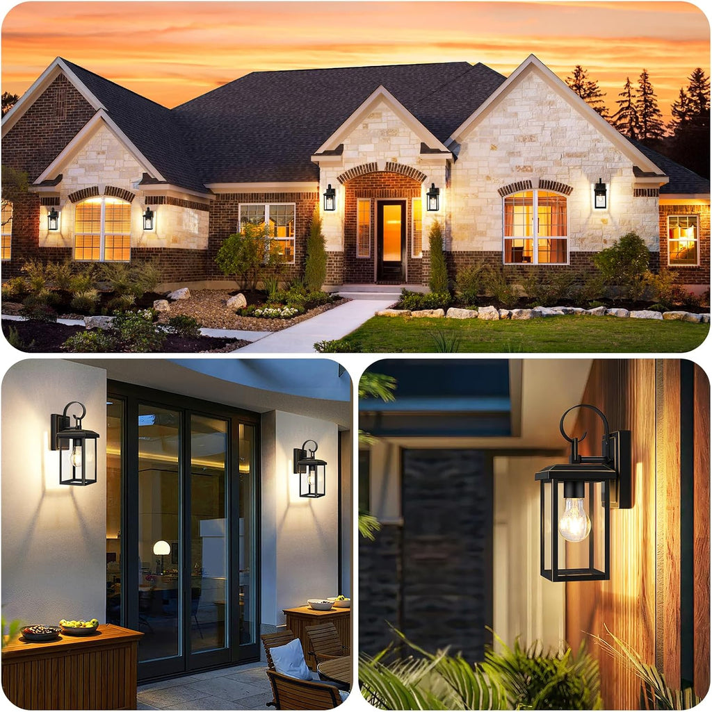 BesLowe 2-Pack Outdoor Wall Light Fixtures, Modern Porch Sconces, Bronze