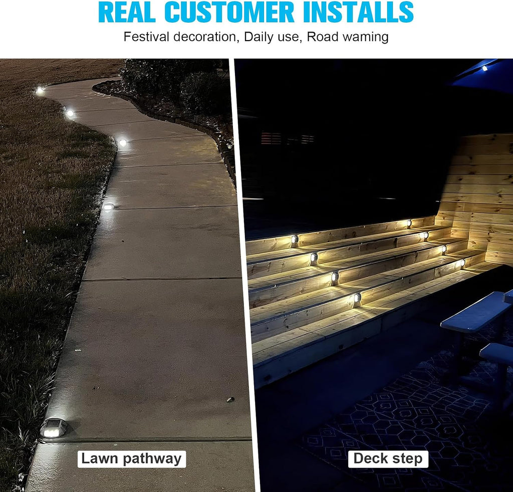 volisun solar deck driveway dock lights,solar pathway lights,white on a desk or shelf