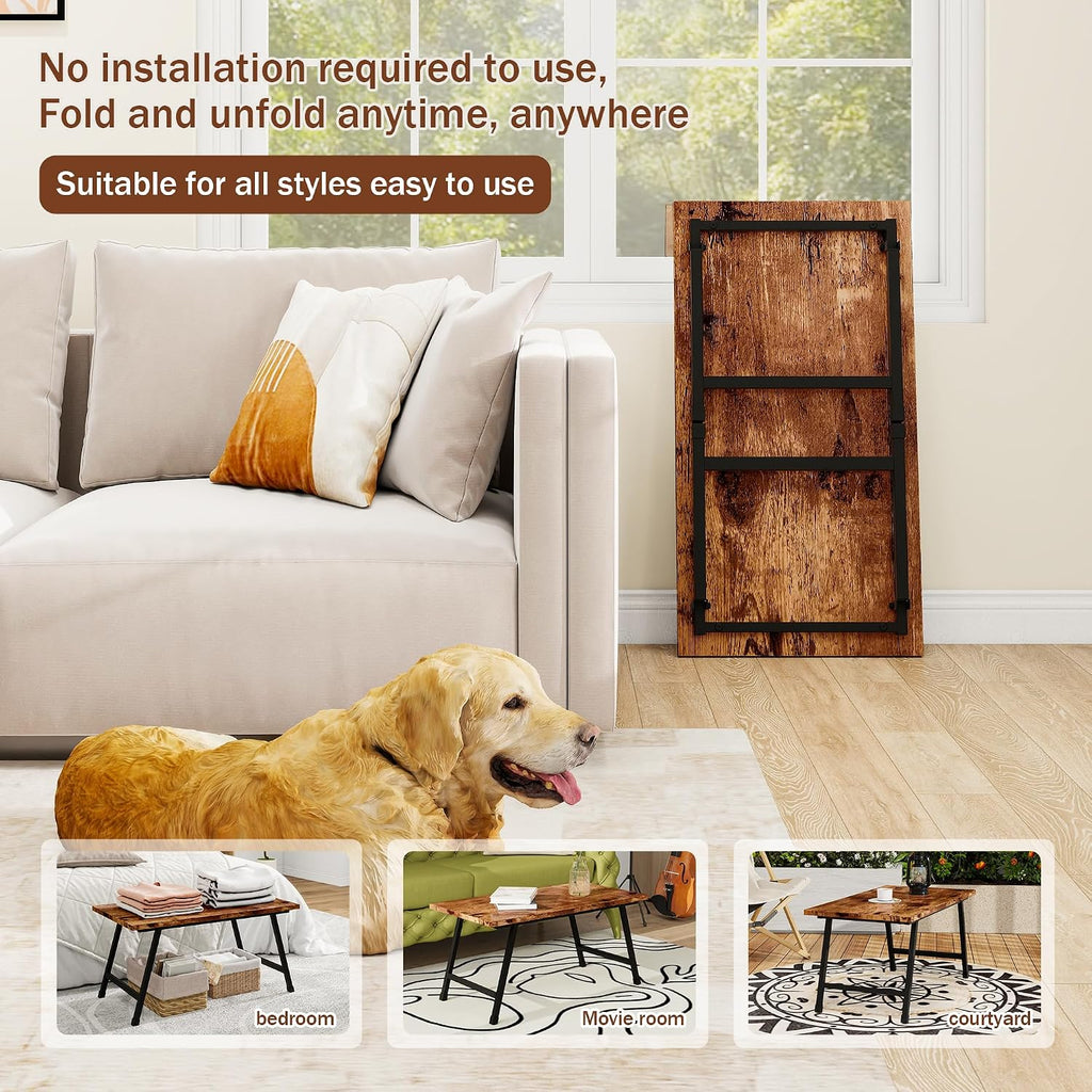 Rectangular Folding Coffee Table Perfect for Small Spaces Brown