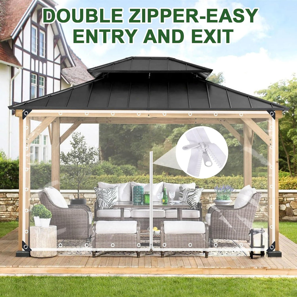 Clear Tarp with zipper door outdoor curtains for Patio vinyl Enclosure