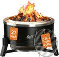 Large Outdoor Fire Pit for Smokeless Firepit Wood Burning with Grill