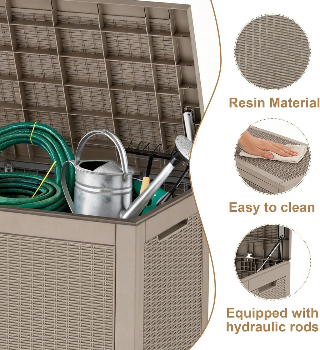 Vixzen 121 Gal Waterproof Outdoor Storage Box Lockable Deck Box