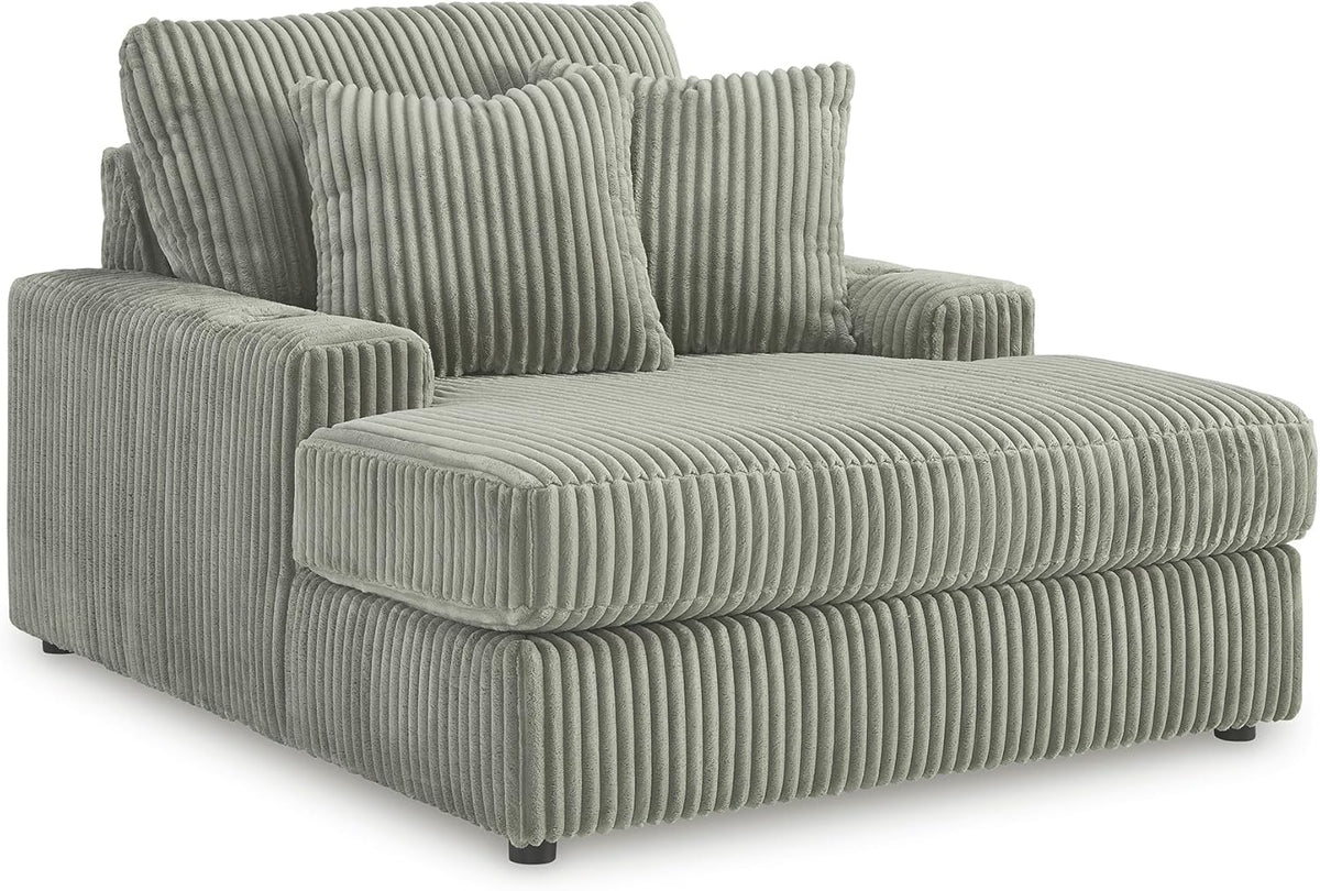 Signature Design by Ashley Lindyn Casual Chaise Lounge Chair Indoor, Oversized No Assembly with Reversible Cushions, USB Port & Cup Holders, Gray, 51" W x 64" D