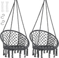 SUNCREAT Hammock Chair Hanging Macrame Swing, Pack of 2, Grey