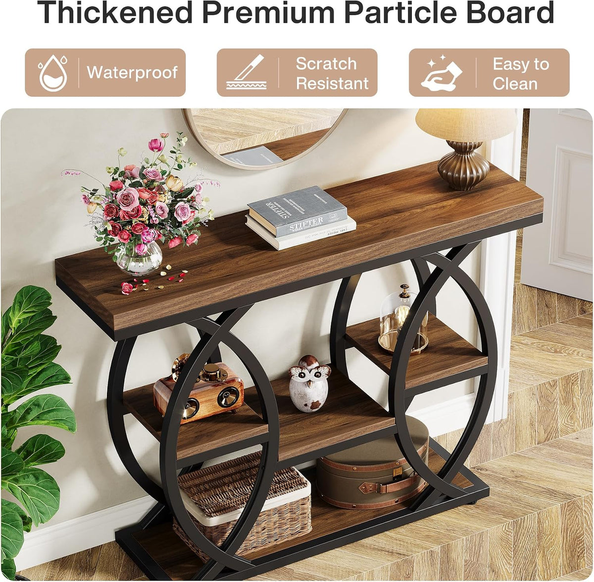 Tribesigns 39.4" Console Table, Sofa Table, Accent Tables, Rustic Brown
