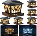 SIEDiNLAR Solar Post Cap Lights Outdoor Aluminum Glass 2 Modes 6 Pack Black