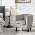 Yaheetech Barrel Accent Chair, Upholstered Modern Armchair, Gray