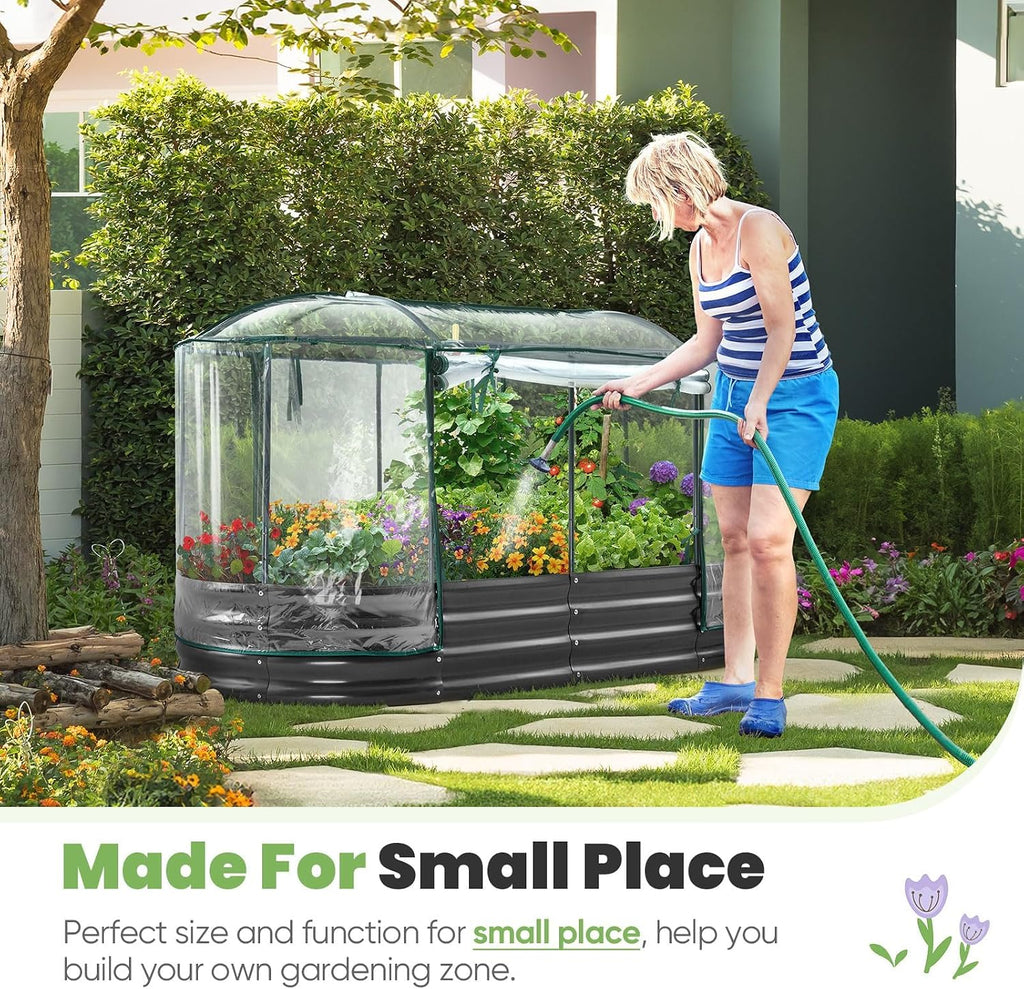 KING BIRD Raised Garden Bed with Cover 71x36x12 in