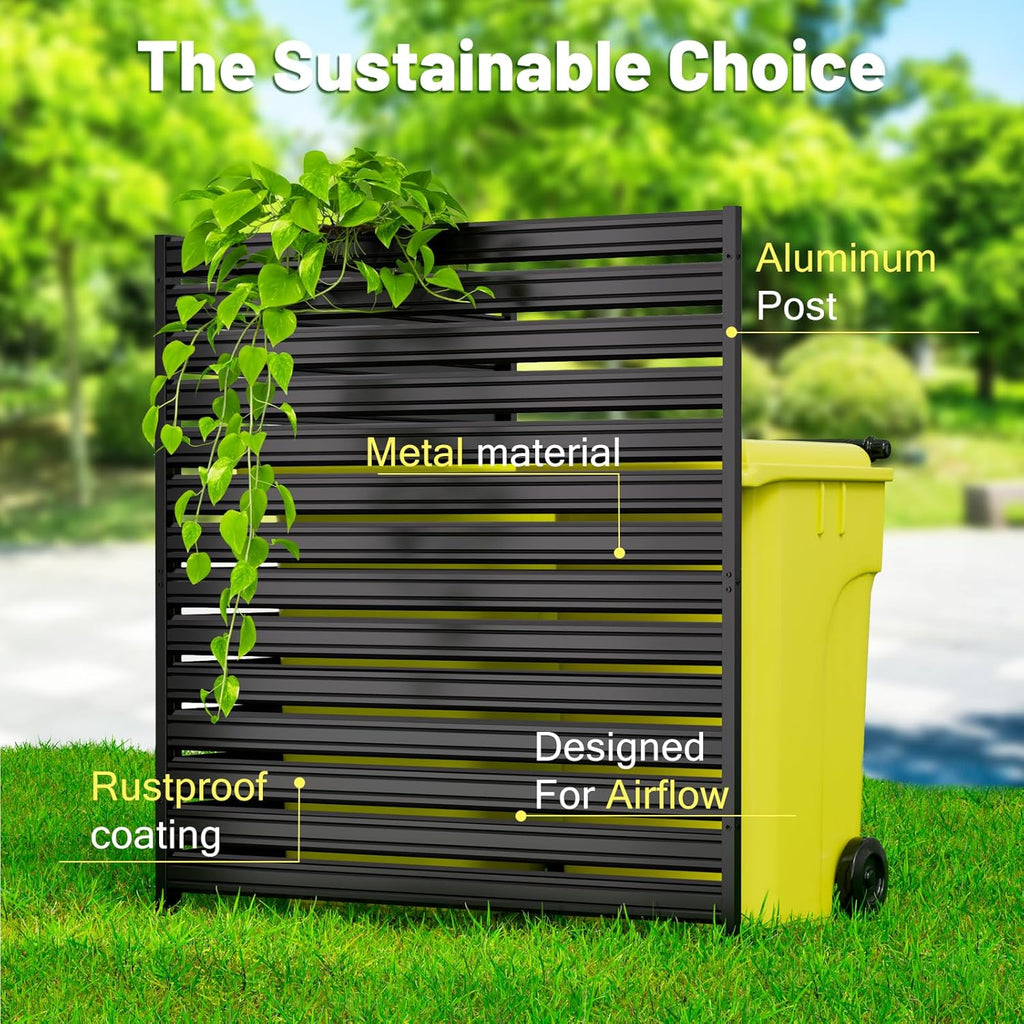 No-Dig Metal Privacy Fence Screen, 48" H × 48" W Air Conditioner Fence