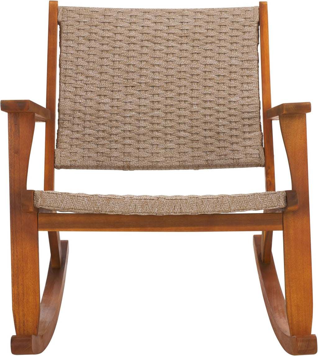 SAFAVIEH Outdoor Collection Daniel Natural Solid Wood Rocking Chair