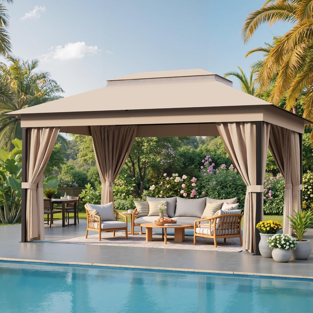 Devoko 10'x13' Outdoor Gazebo for Patio, Heavy Duty Steel Frame Canopy