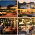 100FT Solar String Lights Outdoor Waterproof with 52 LED Edison Bulbs