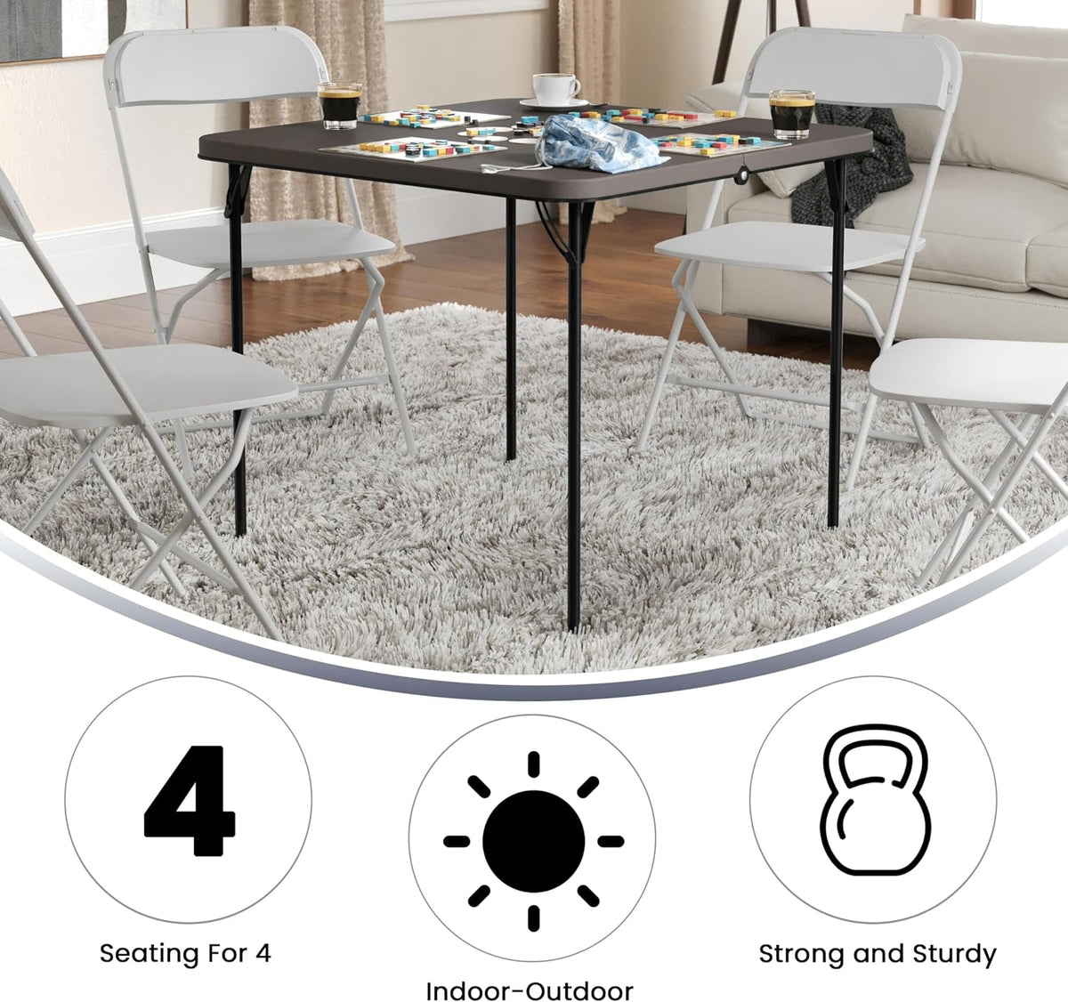 Flash Furniture 2.83-Foot Bi-Fold Dark Gray Plastic Folding Table