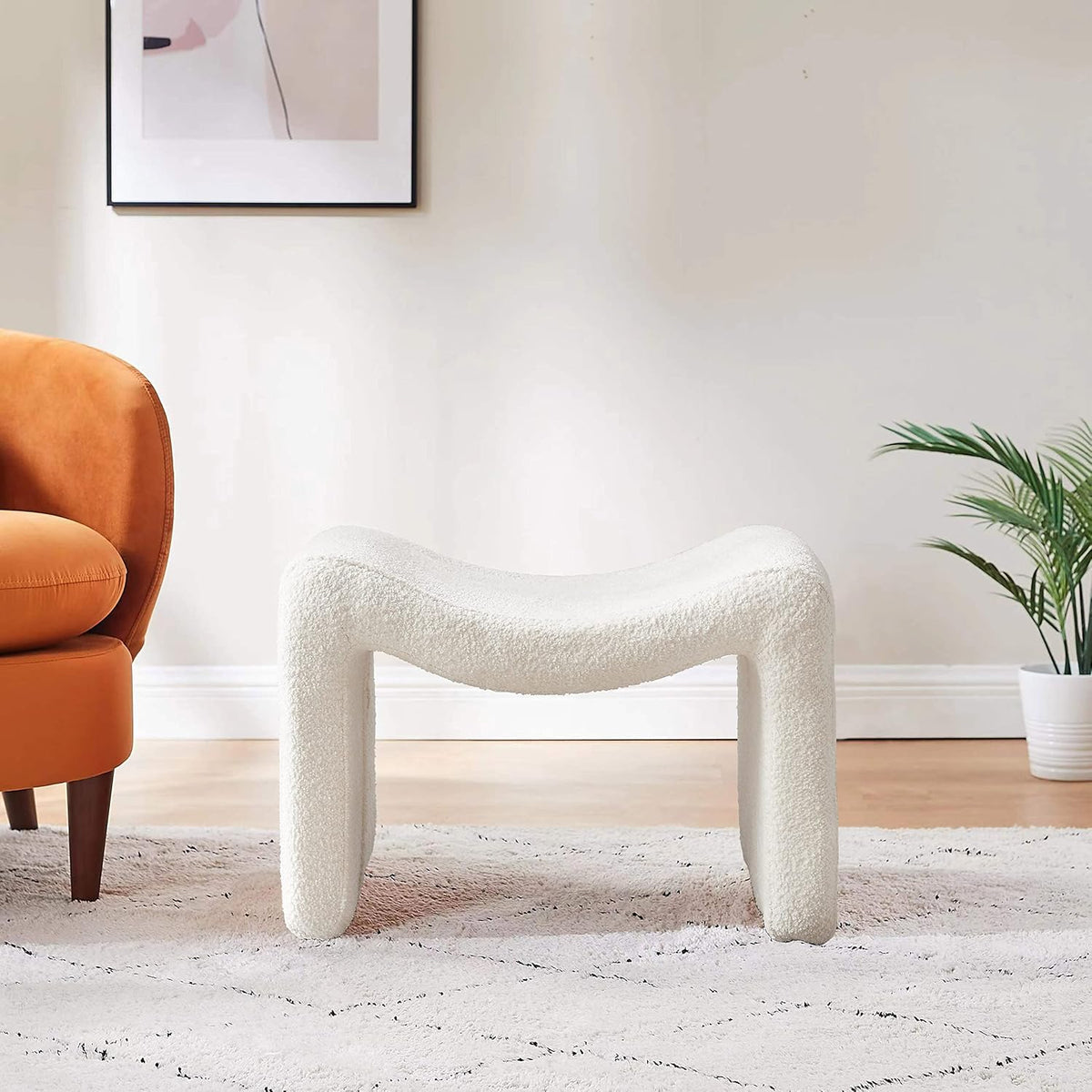 VANOMi Small Footstool Ottoman, Multi-Functional Modern Foot Stool, Sofa Footrest Extra Seating for Living Room, Entryway, Hallways and Bedrooms, Small, White