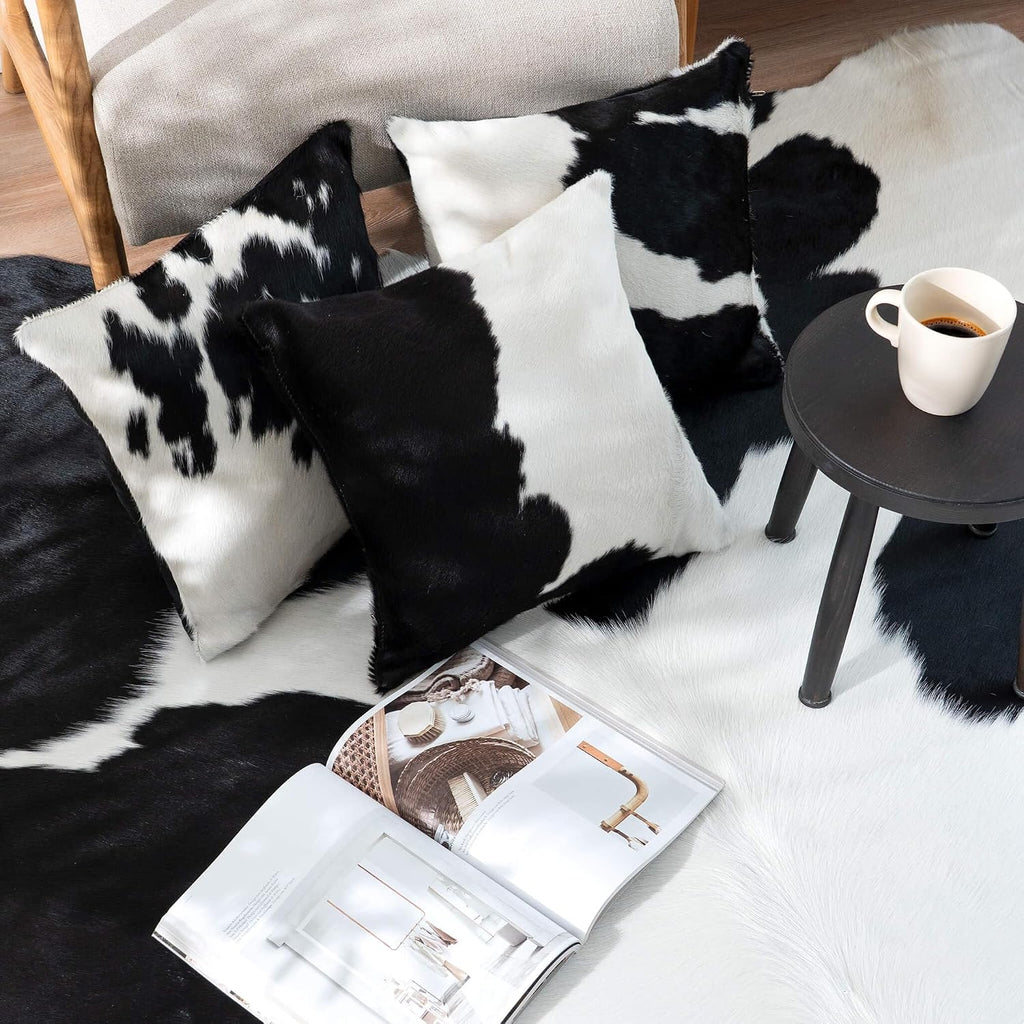 ecowhides 100% Genuine Brazilian Cowhide Pillow Cover – Luxury Leather Decorative Cushion for Rustic & Western Home Décor
