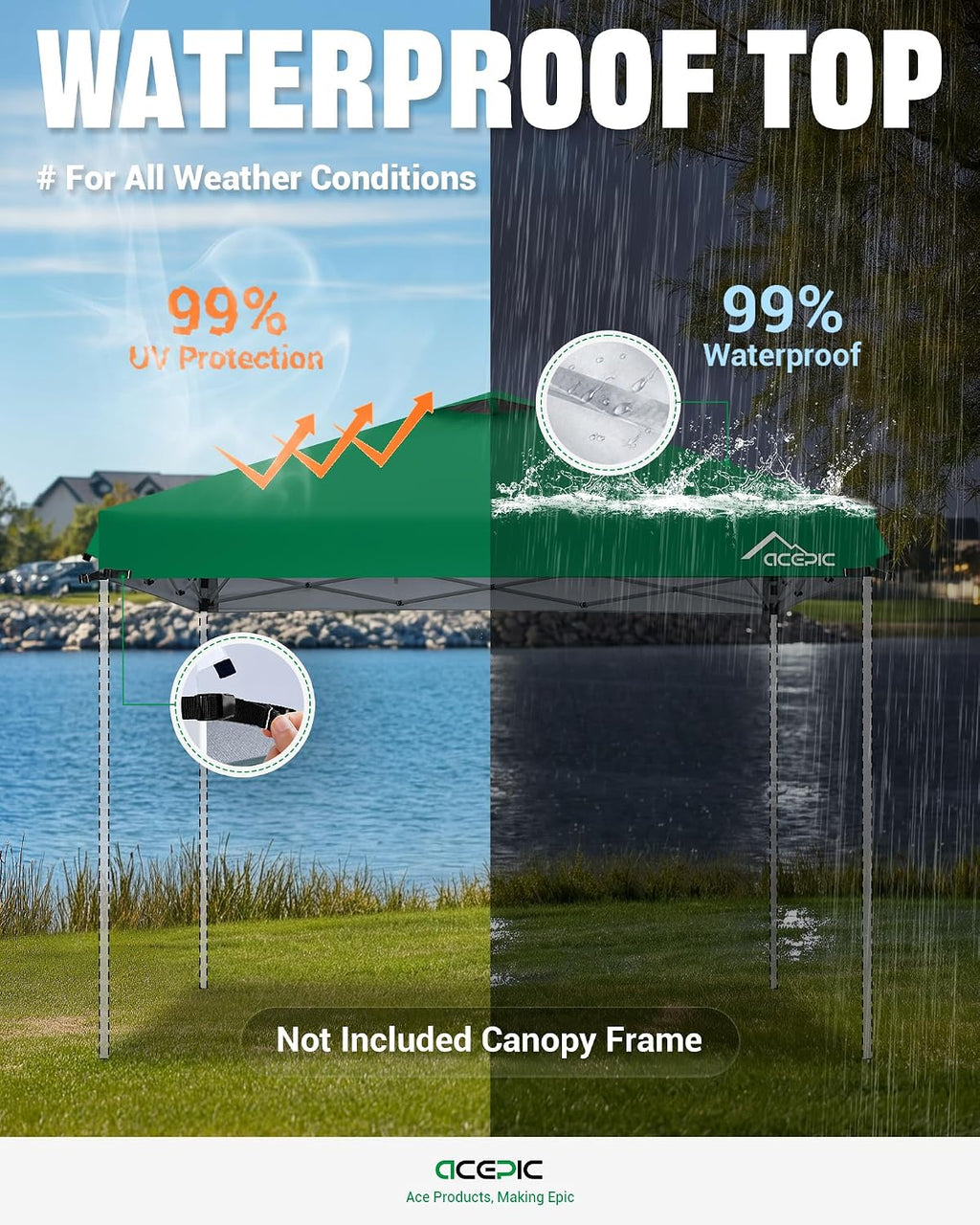 acepic upgraded 10x10 canopy replacement top with air, side view