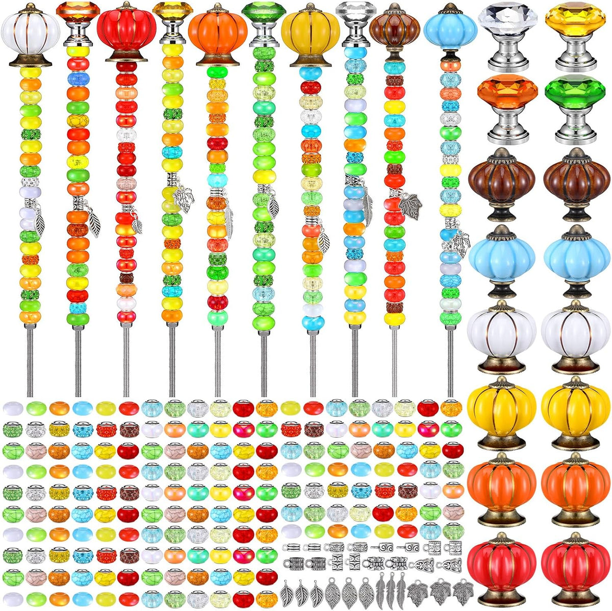 Hicarer 338 Pcs Fall Beaded Fall Garden Stakes DIY Fairy Wand Kit