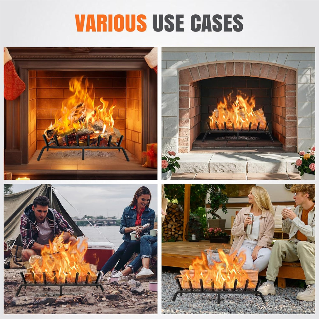 INNO STAGE 30 Inch Fireplace Grate with Ember Retainer, Indoor Outdoor