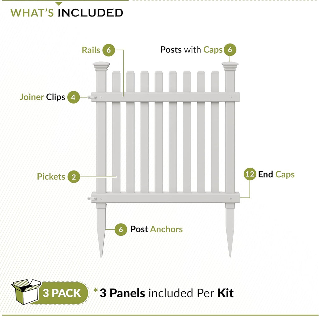 Zippity Roger Rabbit Garden Fence, White Vinyl DIY No Dig Kit