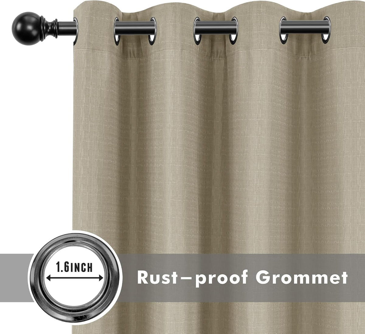 Linen Outdoor Curtains for Patio Waterproof 4 Pcs 54x108 In Taupe