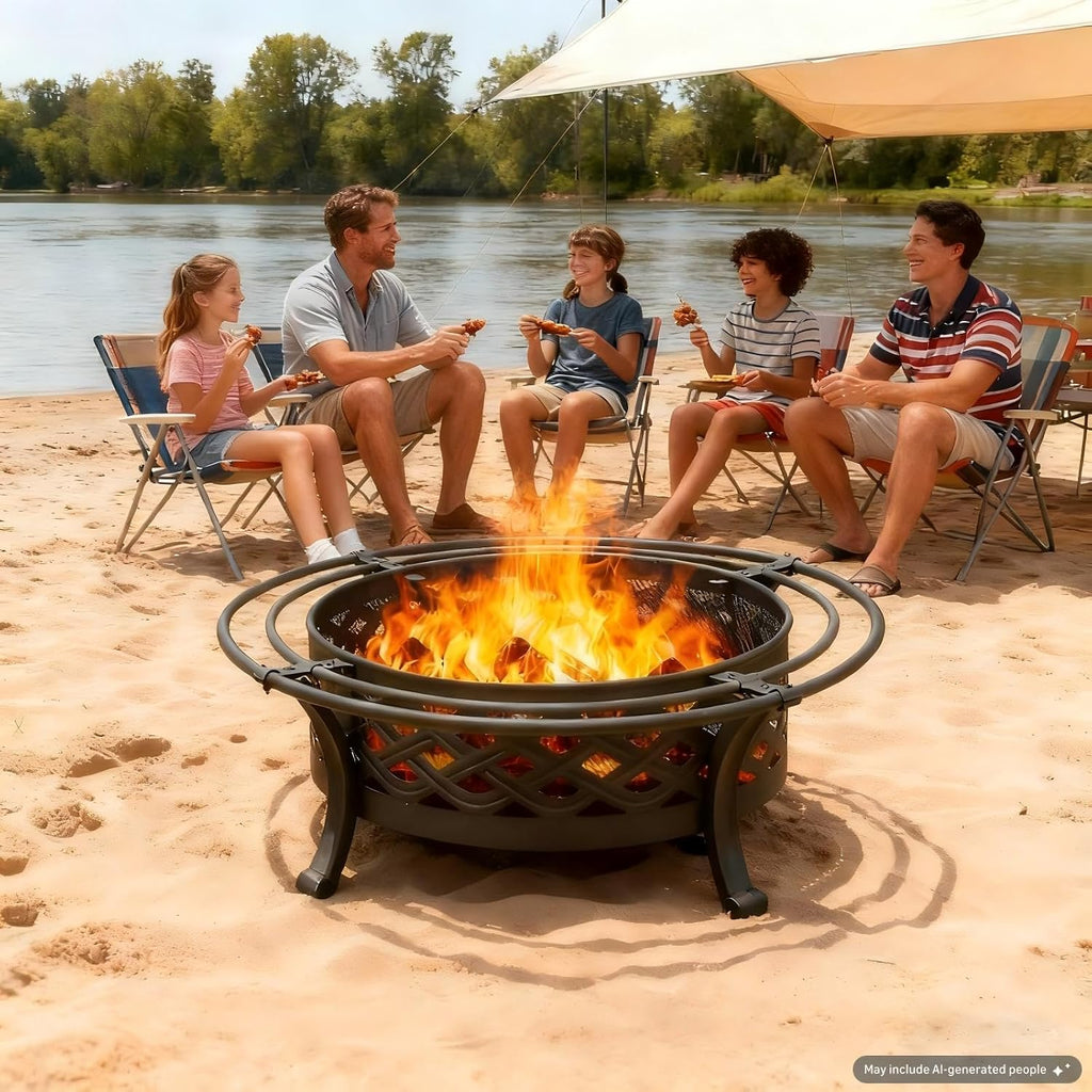 panovue 36 inch outdoor fire pit with 2, close-up detail