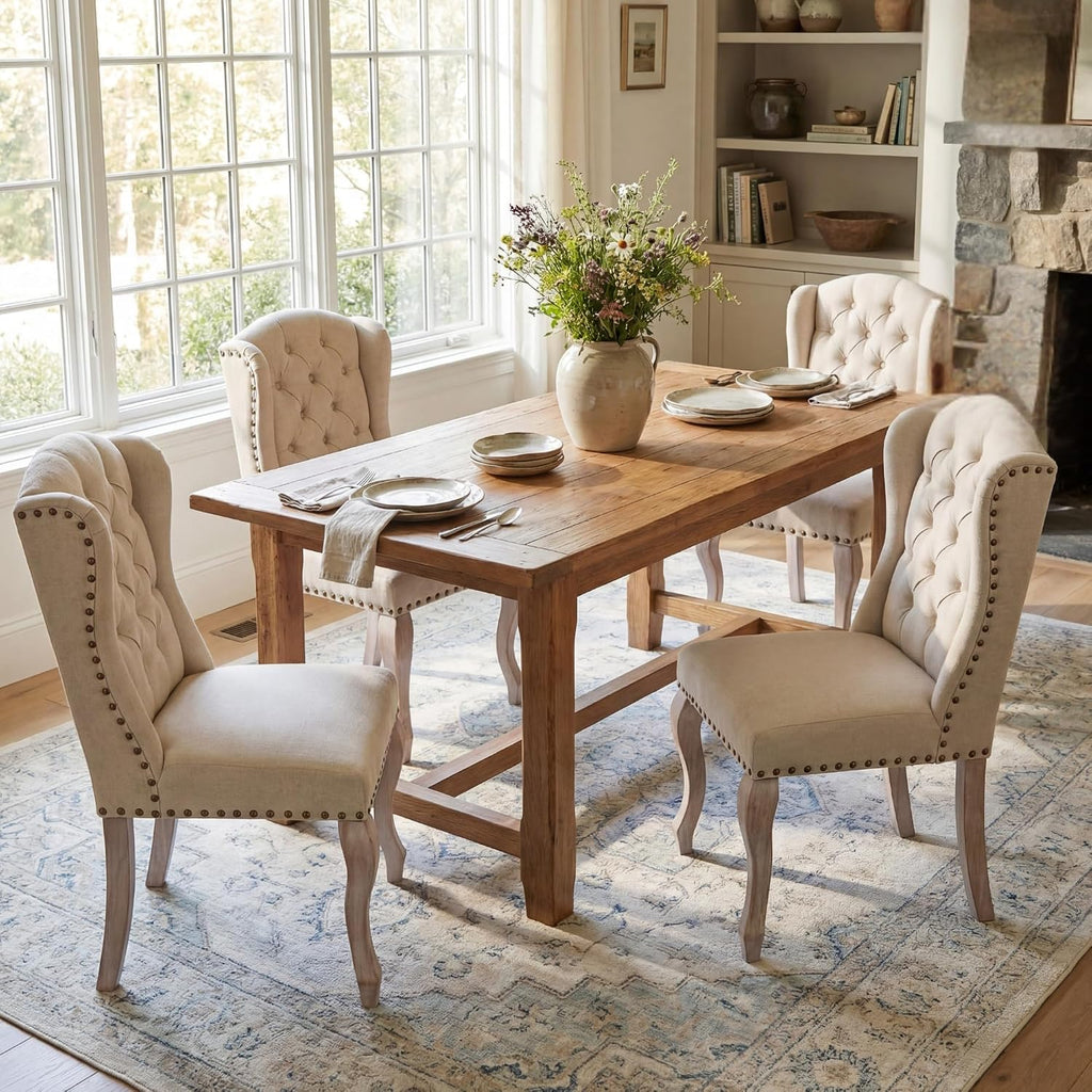 chairus Tufted Upholstered Parsons Dining Chairs Set of 6, Beige