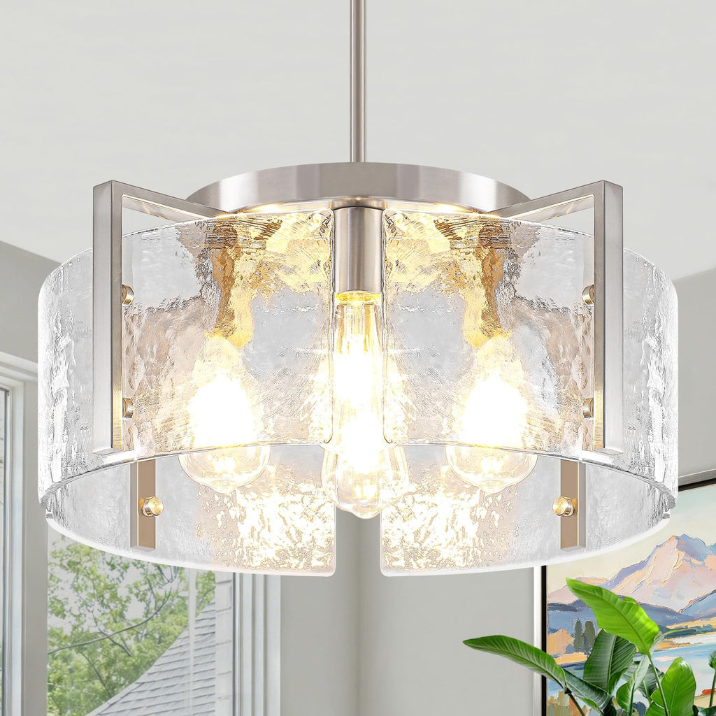 Modern Brushed Nickel Dining Room Light Fixture 4 Lights Chandeliers