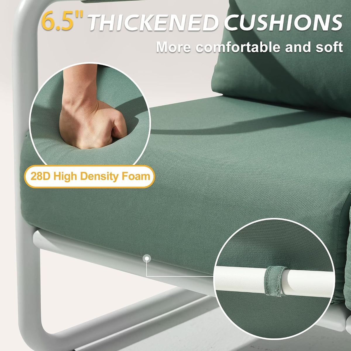 3-Piece Modern Aluminum Patio Sofa Set with Coffee Table, Deep Seating Conversation Set Featuring 6.5" Cushions, All-Weather for Garden, Balcony, Poolside (White)