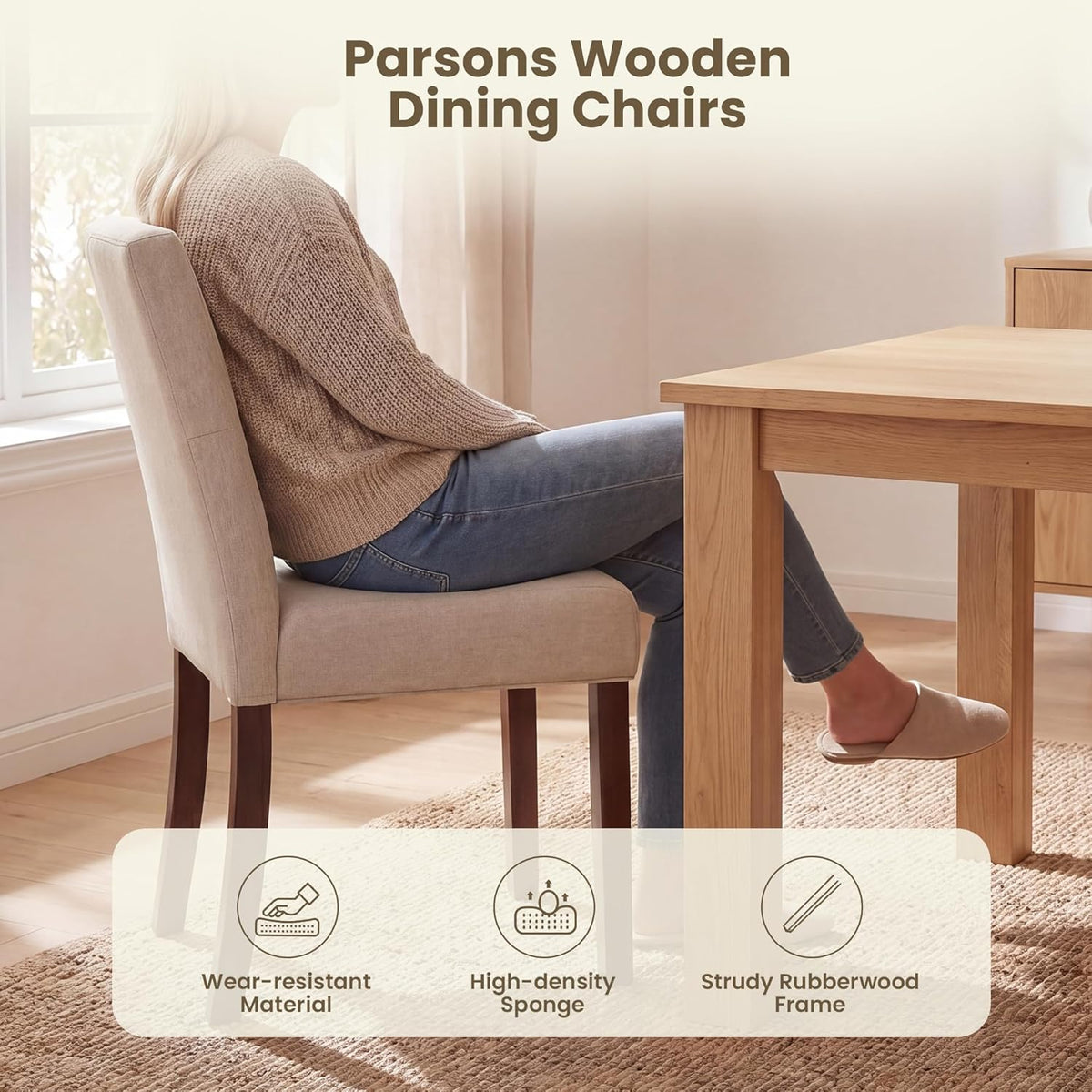 Upholstered Dining Chairs Set of 6 - Modern Parsons Chairs