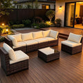 Loungewave Outdoor Cushion Covers Set, Patio Cushion Covers (Beige, 14Pcs-M)